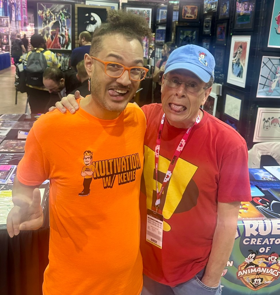 Kevie The Dreamer and Tom Ruegger posing together at FanExpo Chicago 2025.